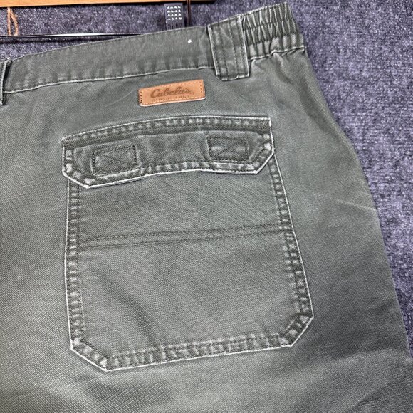 Cabelas Pants Mens 44 Trail Hiker Khaki Cotton Straight Leg Cargo Zip Fly Green - Picture 9 of 9